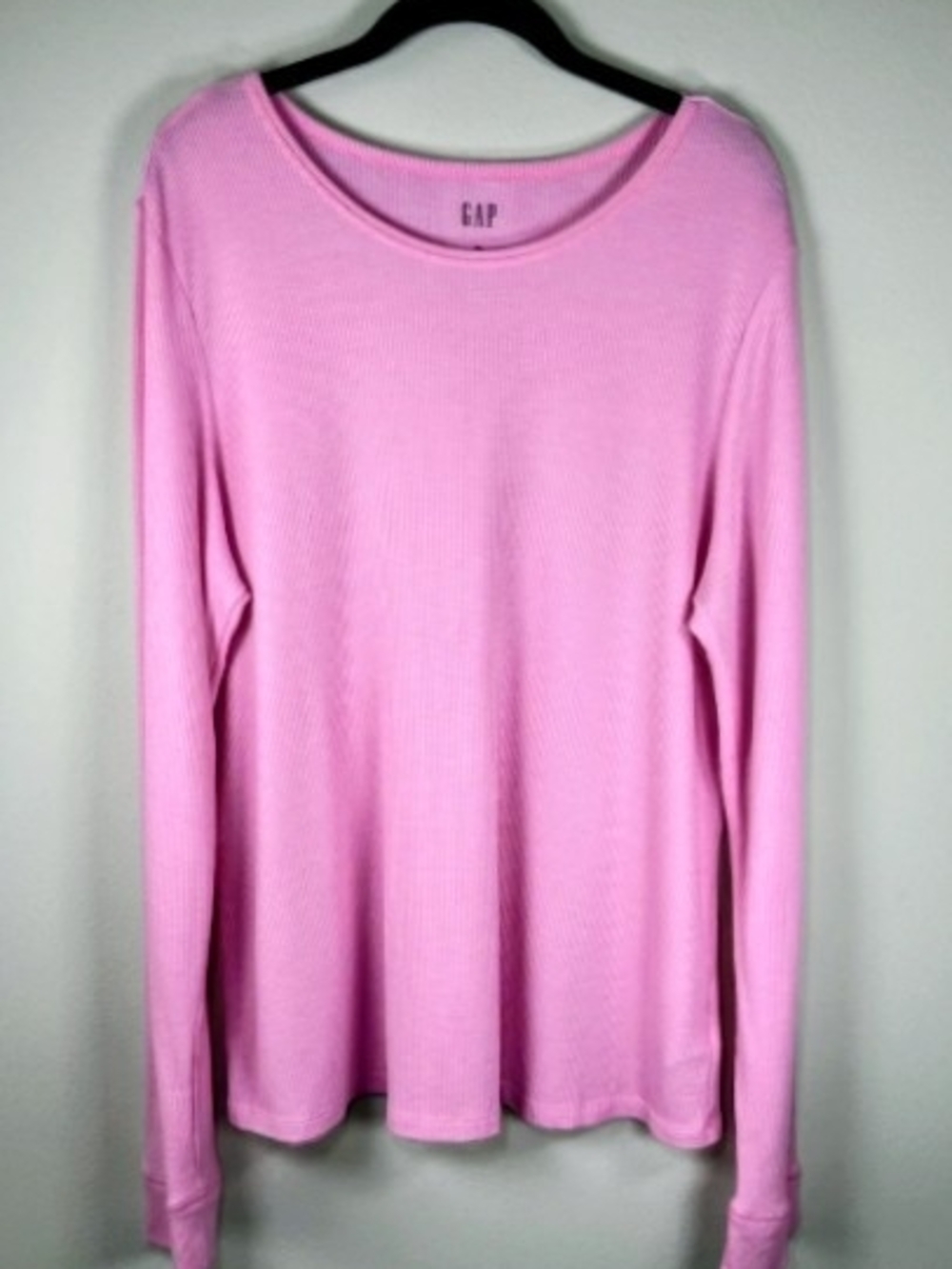 Gap Thermal Long Sleeve Knit Shirt Pink Stretch Y2K Sz M Breast Cancer Month Tee